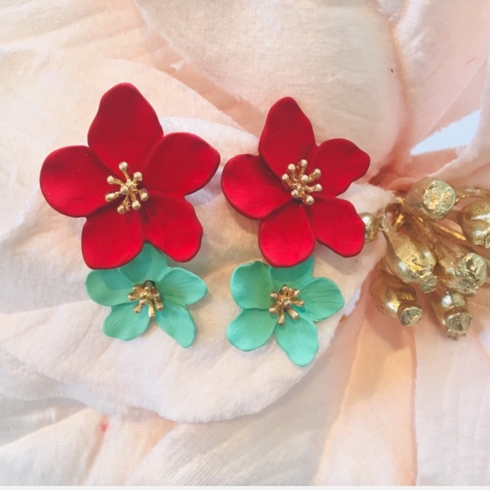 Orchid flower drop earrings floral - Picture 6 of 8
